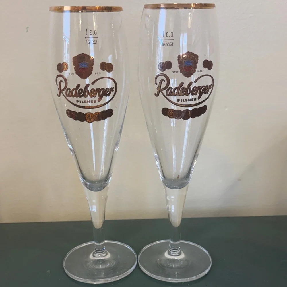 Vintage Radeberger Pilsner Tulip Beer Glasses- Set of 2